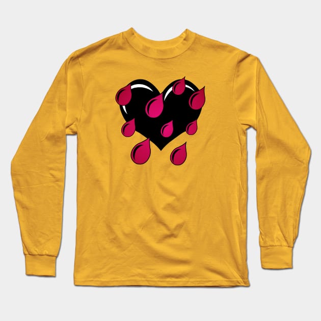 Weeping Heart, Black and Red Long Sleeve T-Shirt by RawSunArt